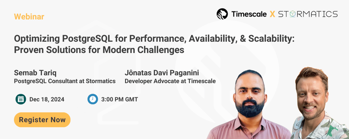 Webinar email Optimizing PostgreSQL for Performance, Availability, and Scalability